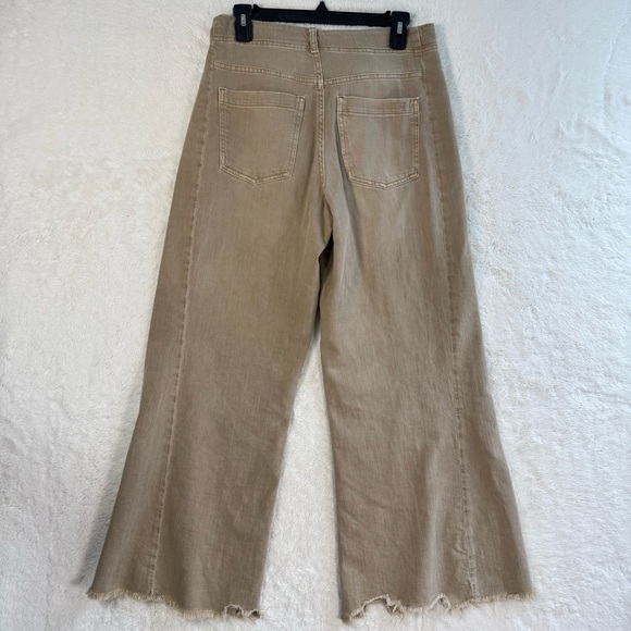 Anthropologie Pilcro The Adi Mid Rise Frayed Relaxed Flare Jeans Women's 27 Tan - Picture 8 of 11